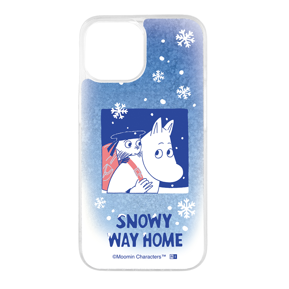 iPhone 15/14/13 ムーミン / 衝撃吸収 バンパー 動く キラキラ ラメ グリッターケース / SNOWY WAY HOME_1